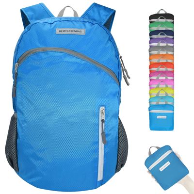 BEMYGREENBAG 35L Foldable Waterproof Backpack For Outdoor Sports With Inside Wet Clothes Compartment Packable For Multiple Uses Ultra Lightweight Ideal For Hiking Men And Women Travel(Blue)