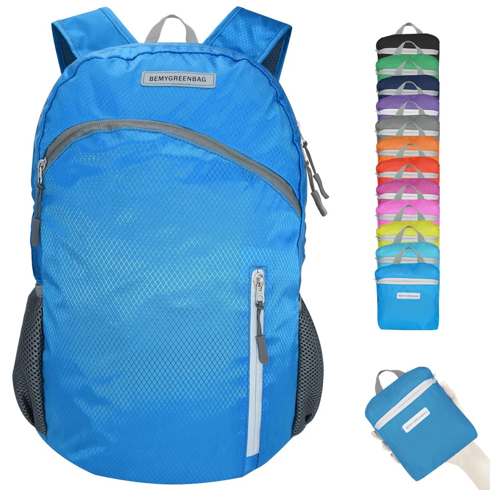 BEMYGREENBAG 35L Foldable Waterproof Backpack For Outdoor Sports With Inside Wet Clothes Compartment Packable For Multiple Uses Ultra Lightweight Ideal For Hiking Men And Women Travel(Blue)