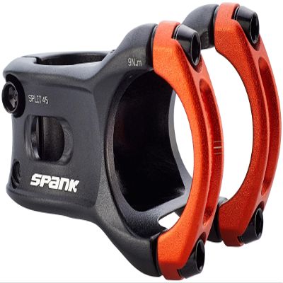 Spank Split 35 Enduro Trail Shotpeen Anodized Bicycle Stem, Universal Fit, Cycling Stem, Mountain Bike Stem, Bar Clamp, Shotpeen Anodized Stem, CNC-optimised (45mm,Orange)