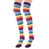 Aislor Women's Rainbow Striped Socks Knitted Stretch Knee High Stockings Long Arm Warmer Fingerless Mitten Gloves Set Colorful Socks&Gloves view 4
