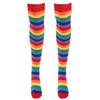 Aislor Women's Rainbow Striped Socks Knitted Stretch Knee High Stockings Long Arm Warmer Fingerless Mitten Gloves Set Red Socks view 3