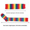 Aislor Women's Rainbow Striped Socks Knitted Stretch Knee High Stockings Long Arm Warmer Fingerless Mitten Gloves Set Red Socks view 4