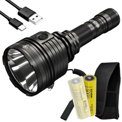 Nitecore Bundle P30i+NL2150HPi (P30i) 2000 Lumen 1093 Yards Ultra Long Throw Flashlight, USB-C Rechargeable with Two NL2150HPI and LumenTac Organizer