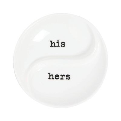 Fun Express His & Hers Ceramic Ring Dish - Home Decor - 1 Piece