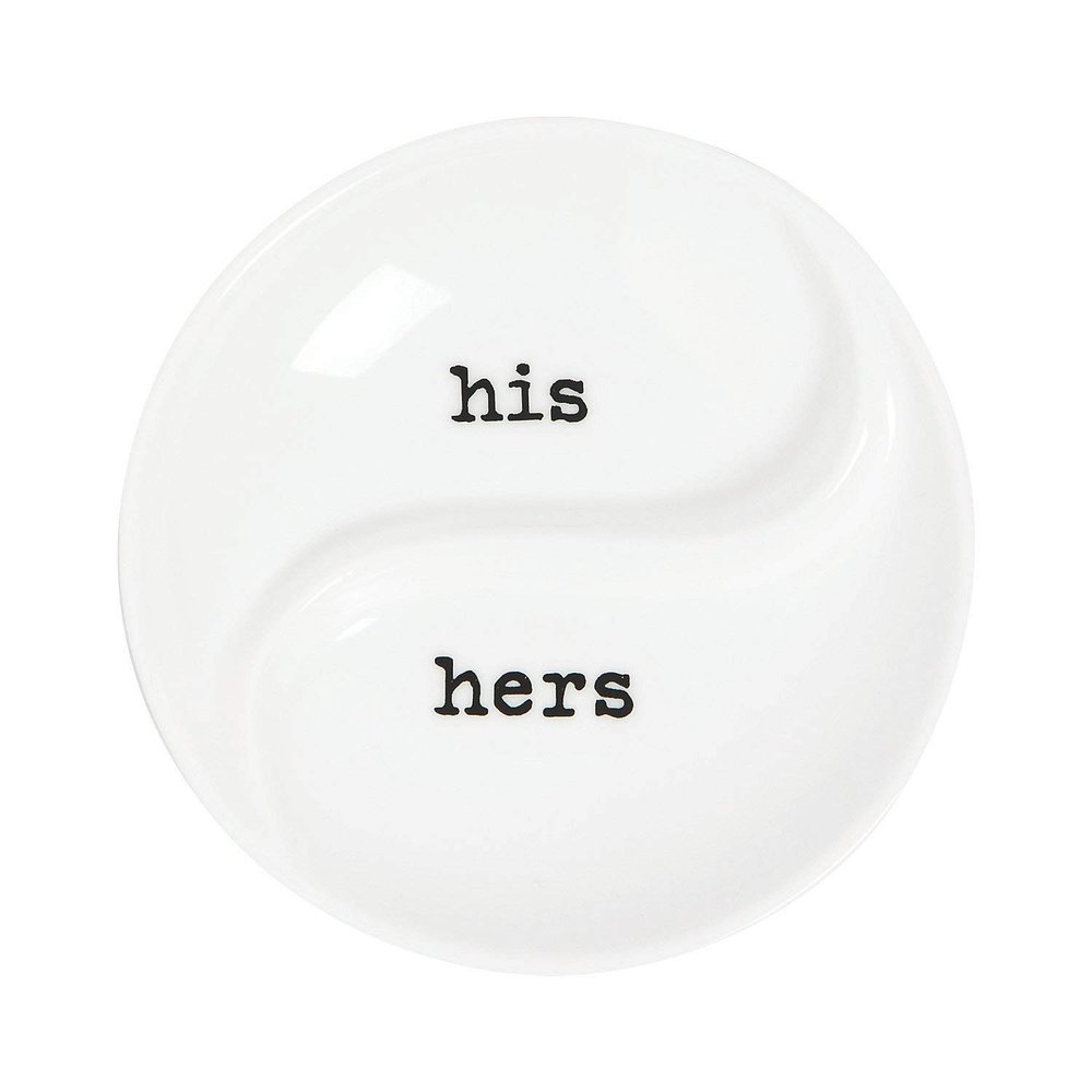 Fun Express His & Hers Ceramic Ring Dish - Home Decor - 1 Piece