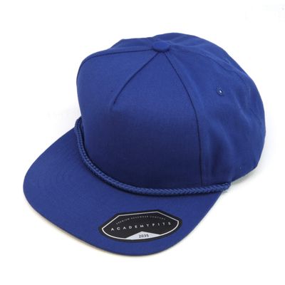 AcademyFits 6 Panel Golf Rope Adjustable Snapback Flat Visor Structured #2035 (Royal/Royal Rope (2035))