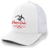 Droppin Drake Mallard Duck and Gun X Logo Mesh Back Trucker Hat-White view 1