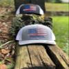 Droppin Drake Mallard Duck and Gun X Logo Mesh Back Trucker Hat-White view 4