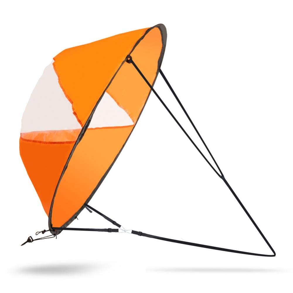 Vbest life Kayak Wind Sail, Easy Setup & Deploys PVC Foldable Board Wind Sail with Transparent Window for Kayak Canoes Inflatables Boats(Bright Orange)