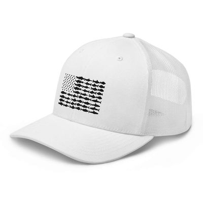 American Fish Flag Saltwater Trucker Hat Ball Cap Snapback Mesh Black Pink