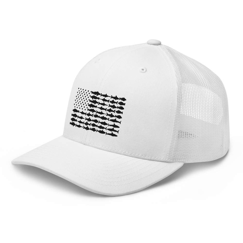 American Fish Flag Saltwater Trucker Hat Ball Cap Snapback Mesh Black Pink