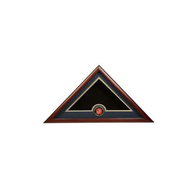 Medallion Flag Display Case, Memorial Flag Display case with Marine Corps - Maron.