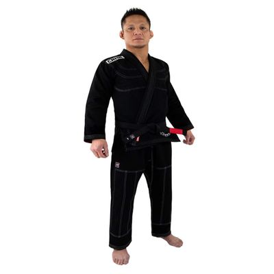 Combat Corner v6 Ultra Light Preshrunk IBJJF Approved Brazilian BJJ Jiu Jitsu Gi for Men and Women | Adult & Youth Sizes - Free BJJ Gi White Belt (Black, A-0)