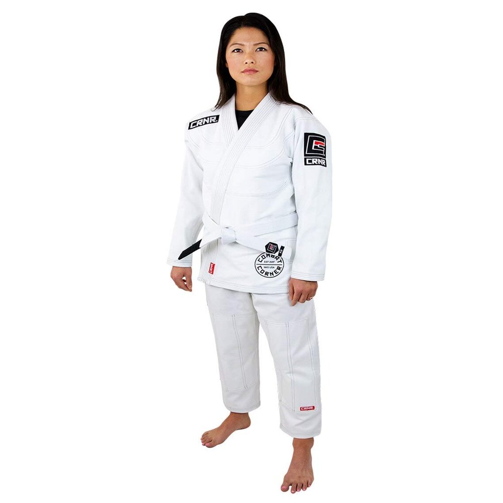 Combat Corner Women BJJ GI v6 Ultra Light Preshrunk IBJJF Approved Brazilian Jiu Jitsu for Women | Adult & Youth Sizes - Free BJJ Gi White Belt (White, F-4)