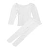 YONGHS Kids Girls Boys Athletic Base Layer Underwear Set Long John Undergarment Long Sleeve Compression Shirt with Pantyhose White 10 view 3