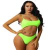renvena Women One Piece Monokini Back Strapes Crisscross Crop Top Side Ring Connected Briefs Bathing Suit Fluorescent_Yellow Small view 1