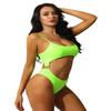renvena Women One Piece Monokini Back Strapes Crisscross Crop Top Side Ring Connected Briefs Bathing Suit Fluorescent_Yellow Small view 4