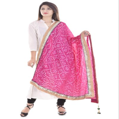 Indian Handicrafts Art Silk Women Traditional Bandhani Dupatta-01