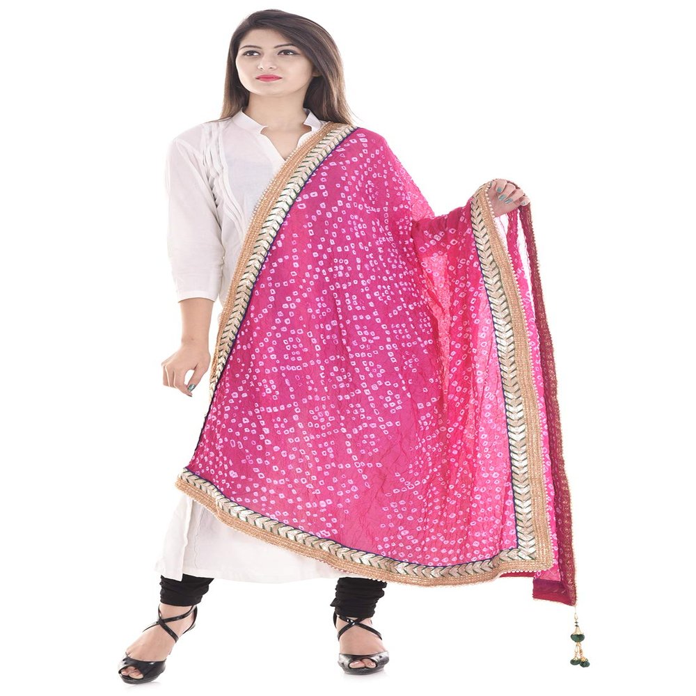 Indian Handicrafts Art Silk Women Traditional Bandhani Dupatta-01