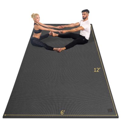 GXMMAT Large Yoga Mat 12'x6'/10'x6'/6'x8'(7mm), Extra Thick Workout Mats for Home Gym Flooring, Ultra Comfortable Non-Slip Quick Resilient Barefoot Wide Exercise Mat for Pilates, Stretching,Meditation