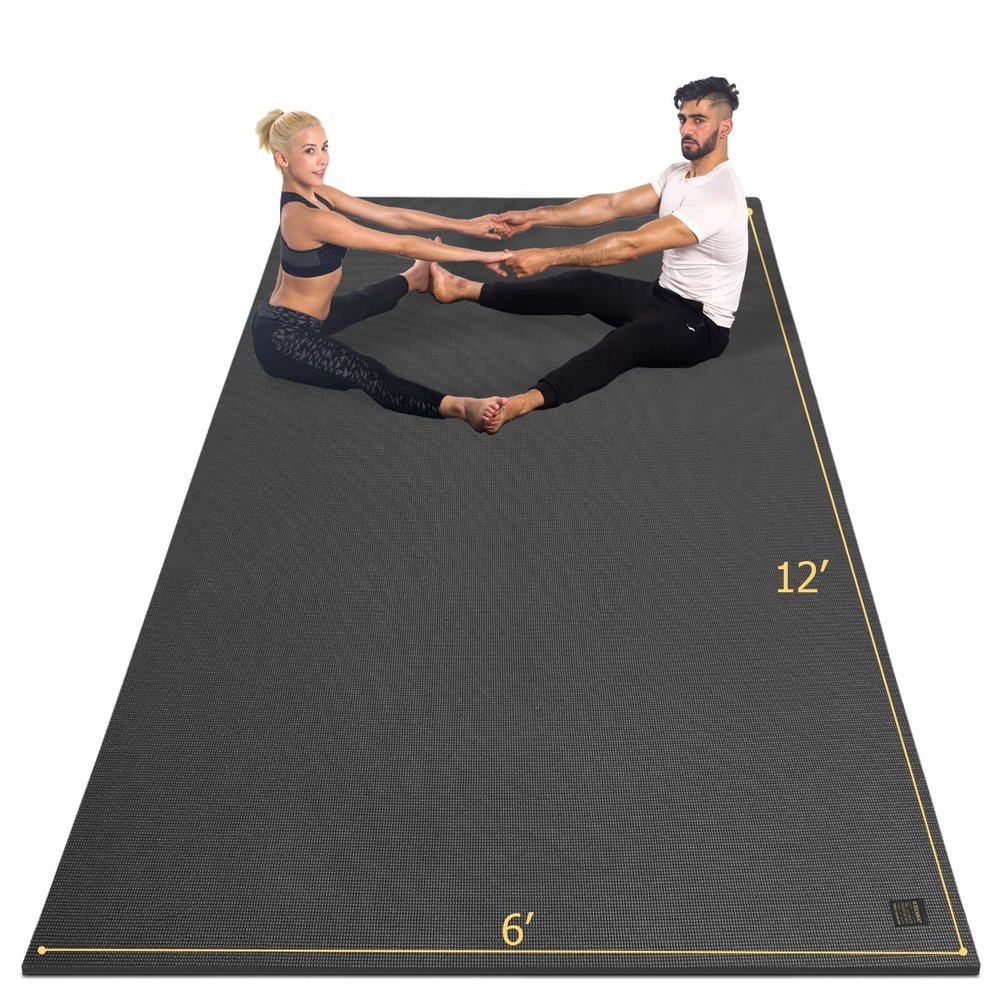 GXMMAT Large Yoga Mat 12'x6'/10'x6'/6'x8'(7mm), Extra Thick Workout Mats for Home Gym Flooring, Ultra Comfortable Non-Slip Quick Resilient Barefoot Wide Exercise Mat for Pilates, Stretching,Meditation