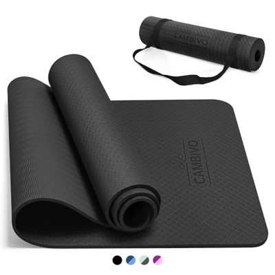CAMBIVO Yoga Mat for Women Men Kids, 72" x 24" TPE Yoga Mats, 1/4 & 2/5 Inch Extra Thick Yoga Mat Non Slip, Workout Mat with Carrying Strap for Yoga, Pilates,Meditation and Floor Exercises