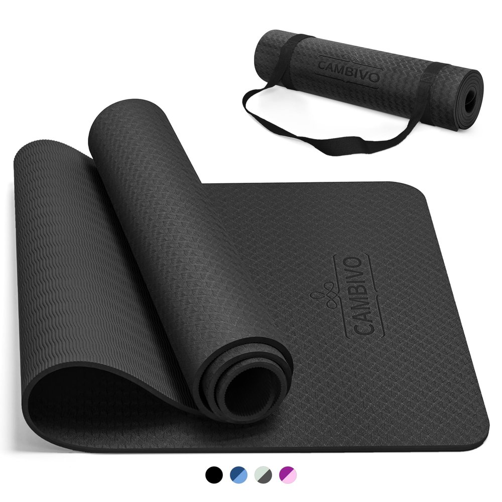 CAMBIVO Yoga Mat for Women Men Kids, 72" x 24" TPE Yoga Mats, 1/4 & 2/5 Inch Extra Thick Yoga Mat Non Slip, Workout Mat with Carrying Strap for Yoga, Pilates,Meditation and Floor Exercises