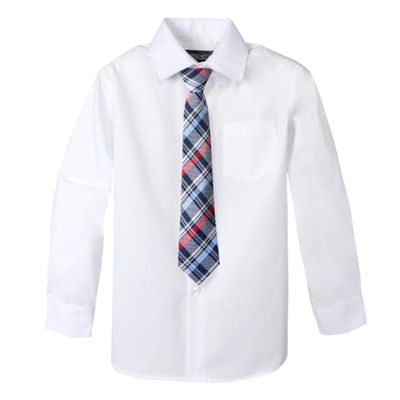 Spring Notion Big Boys' Cotton Blend Dress Shirt and Tie Set 6 White-79