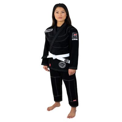 Combat Corner Women BJJ GI v6 Ultra Light Preshrunk IBJJF Approved Brazilian Jiu Jitsu for Women | Adult & Youth Sizes - Free BJJ Gi White Belt (Black, F-2)
