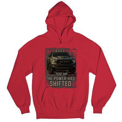 Tee Hunt The Power Has Shifted Men's Graphic Hoodie - Pickup Truck Offroad Design Medium Red