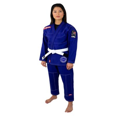 Combat Corner Women BJJ GI v6 Ultra Light Preshrunk IBJJF Approved Brazilian Jiu Jitsu for Women | Adult & Youth Sizes - Free BJJ Gi White Belt (Royal Blue, F-4)