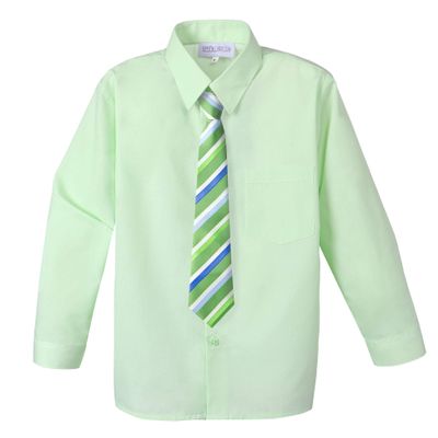Spring Notion Big Boys' Cotton Blend Dress Shirt and Tie Set 12M Pastel Green-68