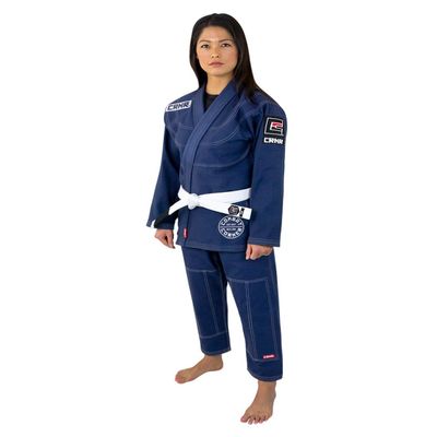 Combat Corner Women BJJ GI v6 Ultra Light Preshrunk IBJJF Approved Brazilian Jiu Jitsu for Women | Adult & Youth Sizes - Free BJJ Gi White Belt (Navy Blue, F-4)