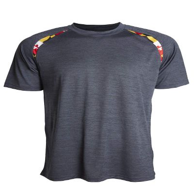 Covalent Activewear Maryland State Souvenir Short Sleeve Gift T-Shirt with Maryland Flag Shoulder Inserts (XS, Carbon Heather)