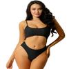 renvena Women One Piece Monokini Back Strapes Crisscross Crop Top Side Ring Connected Briefs Bathing Suit Black Large view 4