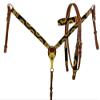 Showman Medium Oil Leather Browband Headstall & Breast Collar Set w/Beaded Sunflower Design view 1