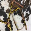 Showman Medium Oil Leather Browband Headstall & Breast Collar Set w/Beaded Sunflower Design view 3