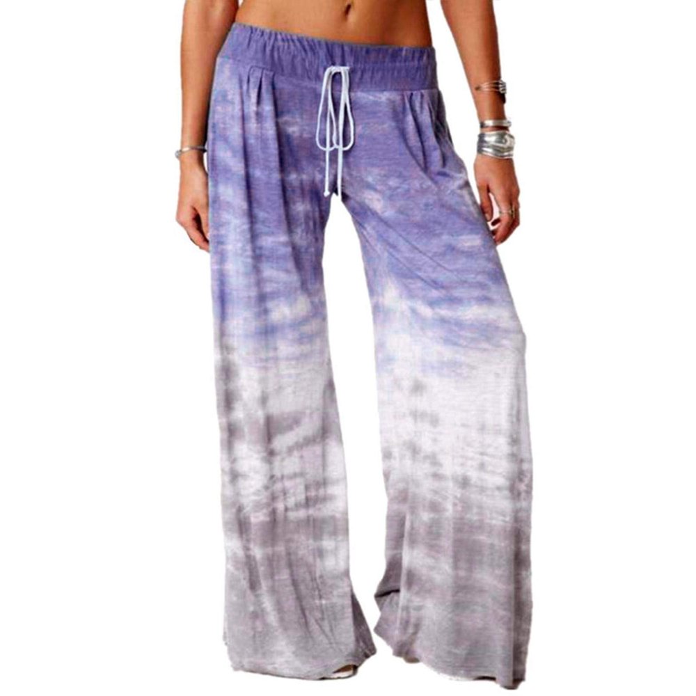 Women's Yoga Sports Pants Elastic Soft Modal Cotton Loose Tie Dye Printing Loose Gradient Purple