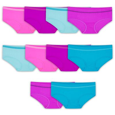 Fruit of the Loom Girl's Seamless Underwear Multipack, Brief-10 Pack-Assorted, 14-16