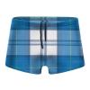 Alpsport Men'S Blue Thin Line Grid Swimwear Boxer Briefs Swim Trunk Triangle Thong Bikini Swimsuit