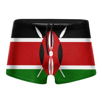 Alpsport Men'S Flag of Kenya Swimwear Boxer Briefs Swim Trunk Triangle Thong Bikini Swimsuit