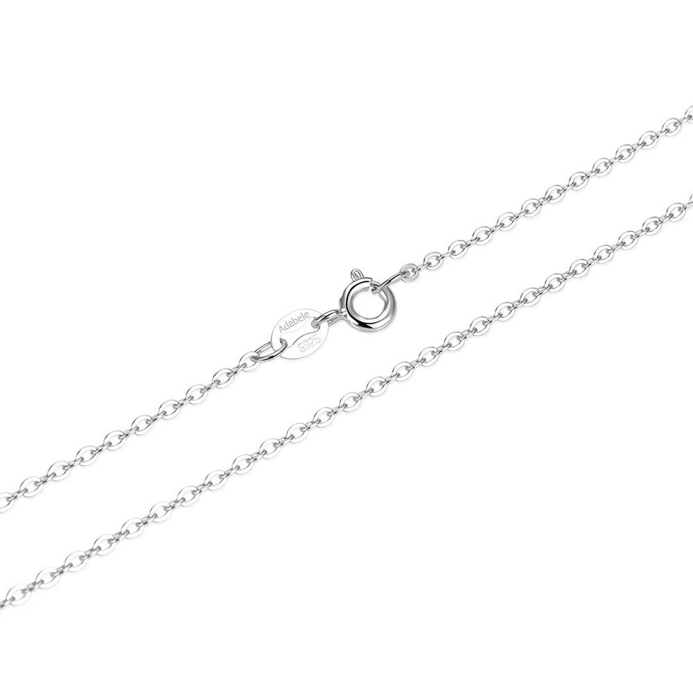 Adabele 1pc Real 925 Sterling Silver 22 Inch Diamond Cut Flat Cable Chain Necklace 1.3mm Thin Small 18K White Gold Plated Women Jewelry SSX48-22