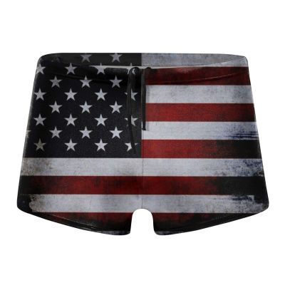 Alpsport Men'S American Flag Swimwear Boxer Briefs Swim Trunk Triangle Thong Bikini Swimsuit