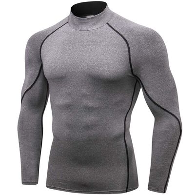 Men's Compression Shirts Long Sleeve Athletic Workout Tops Gym Undershirts Active Sports Baselayers Grey