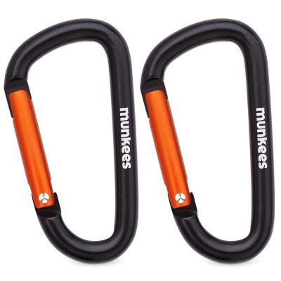 munkees Small Carabiner Clip Keychain 2 Pack, Mini Caribeener 2 inch to 3" for Keys Aluminum Alloy Biner Lightweights for Bottle Buckle, Backpack Hook(2-Pack,Large,Black)
