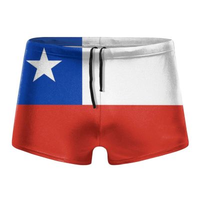 Alpsport Men'S Chile Flag Swimwear Boxer Briefs Swim Trunk Triangle Thong Bikini Swimsuit