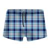 Alpsport Men'S Blue Thin Line Grid Swimwear Boxer Briefs Swim Trunk Triangle Thong Bikini Swimsuit view 1