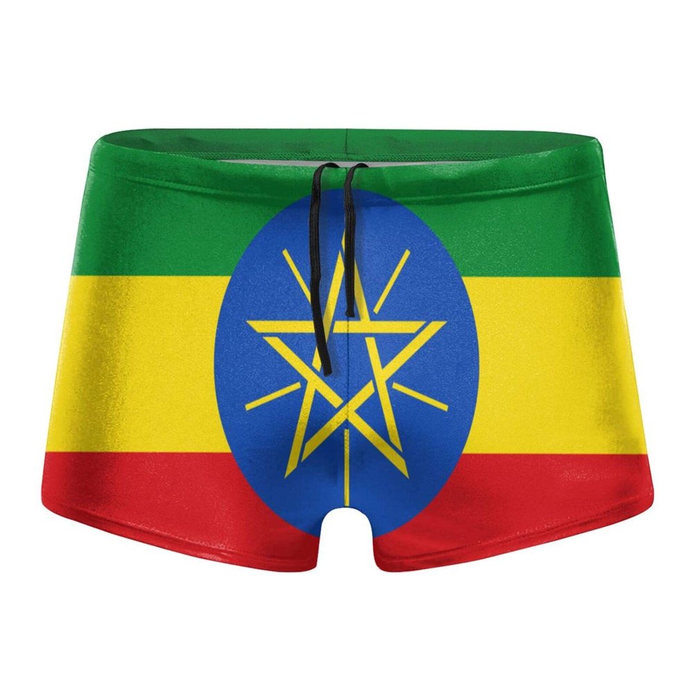 Alpsport Men'S Flag of Ethiopia Swimwear Boxer Briefs Swim Trunk Triangle Thong Bikini Swimsuit