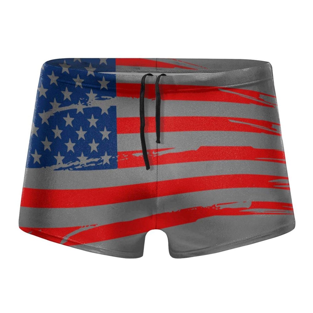 Alpsport Men'S American Flag Swimwear Boxer Briefs Swim Trunk Triangle Thong Bikini Swimsuit