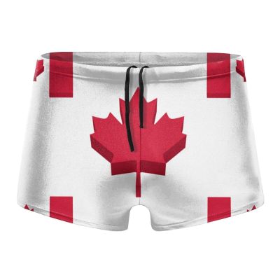 Alpsport Men'S Canada Flag Swimwear Boxer Briefs Swim Trunk Triangle Thong Bikini Swimsuit